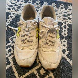 Cream and neon New Balances (696)